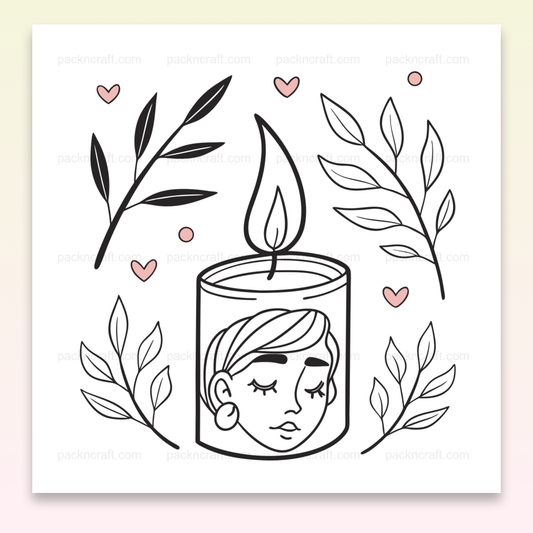 Illustration numérique bougie visage apaisé pour déco et projets DIY