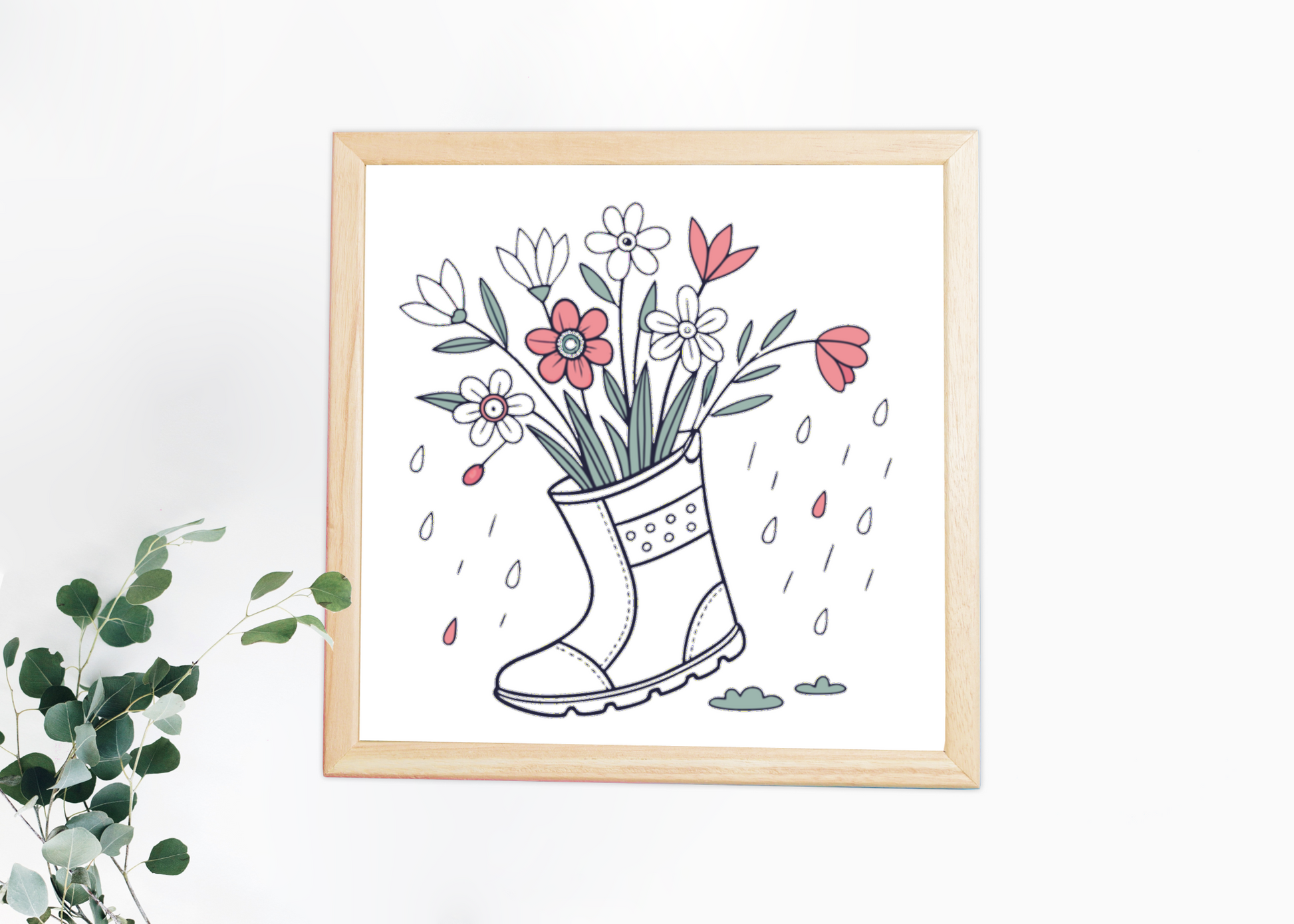 Cadre décoratif avec fleurs pastel sur fond nature printanière