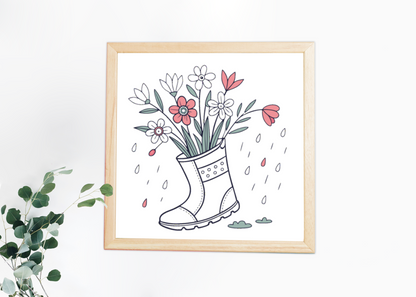 Cadre décoratif avec fleurs pastel sur fond nature printanière