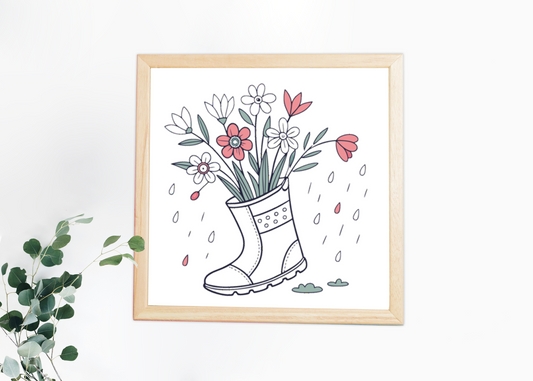 Cadre décoratif avec fleurs pastel sur fond nature printanière