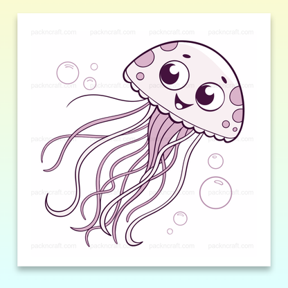 Illustration d'une méduse souriante en style pastel numérique SVG pour décoration.