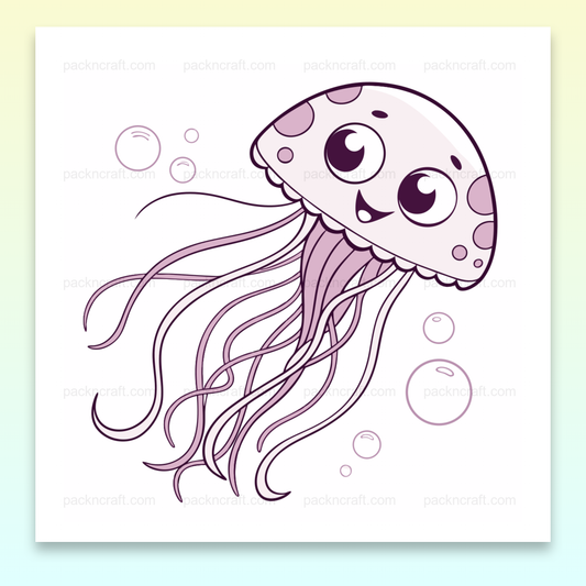 Illustration d'une méduse souriante en style pastel numérique SVG pour décoration.