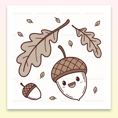 Illustration doodle de gland joyeux automnal pour usage DIY et décoration.