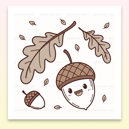 Illustration doodle de gland joyeux automnal pour usage DIY et décoration.