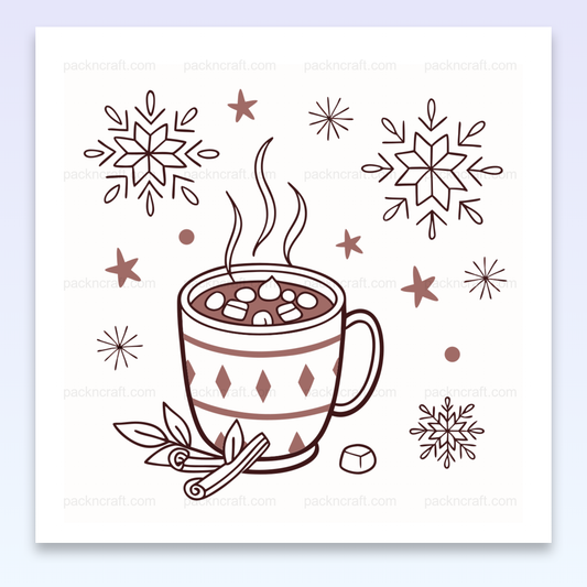 Illustration de chocolat chaud avec flocons de neige en style SVG pour projets décoratifs