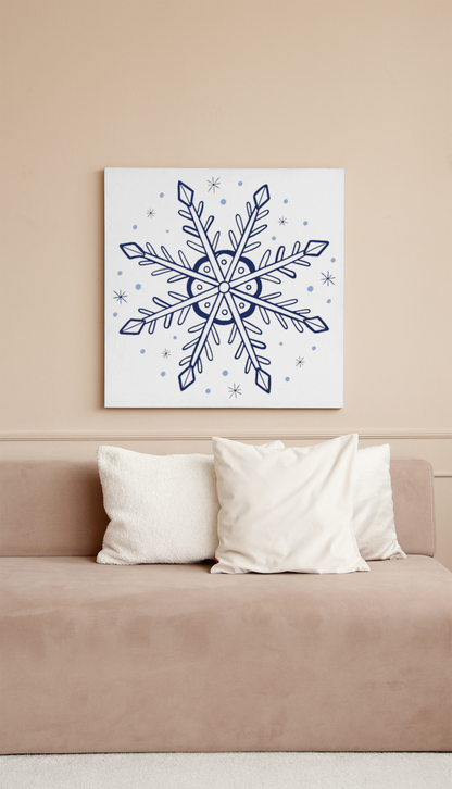 Cadre élégant avec un flocon de neige géométrique pour une déco hivernale mystique