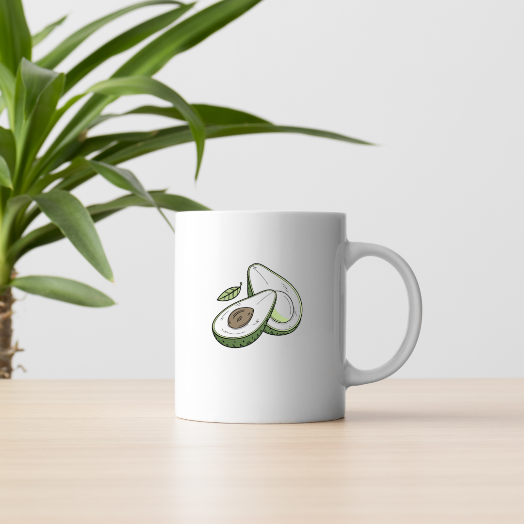 Mug avec avocat tranché doodle vibrant inspirant pour une cuisine créative