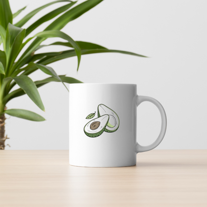 Mug avec avocat tranché doodle vibrant inspirant pour une cuisine créative