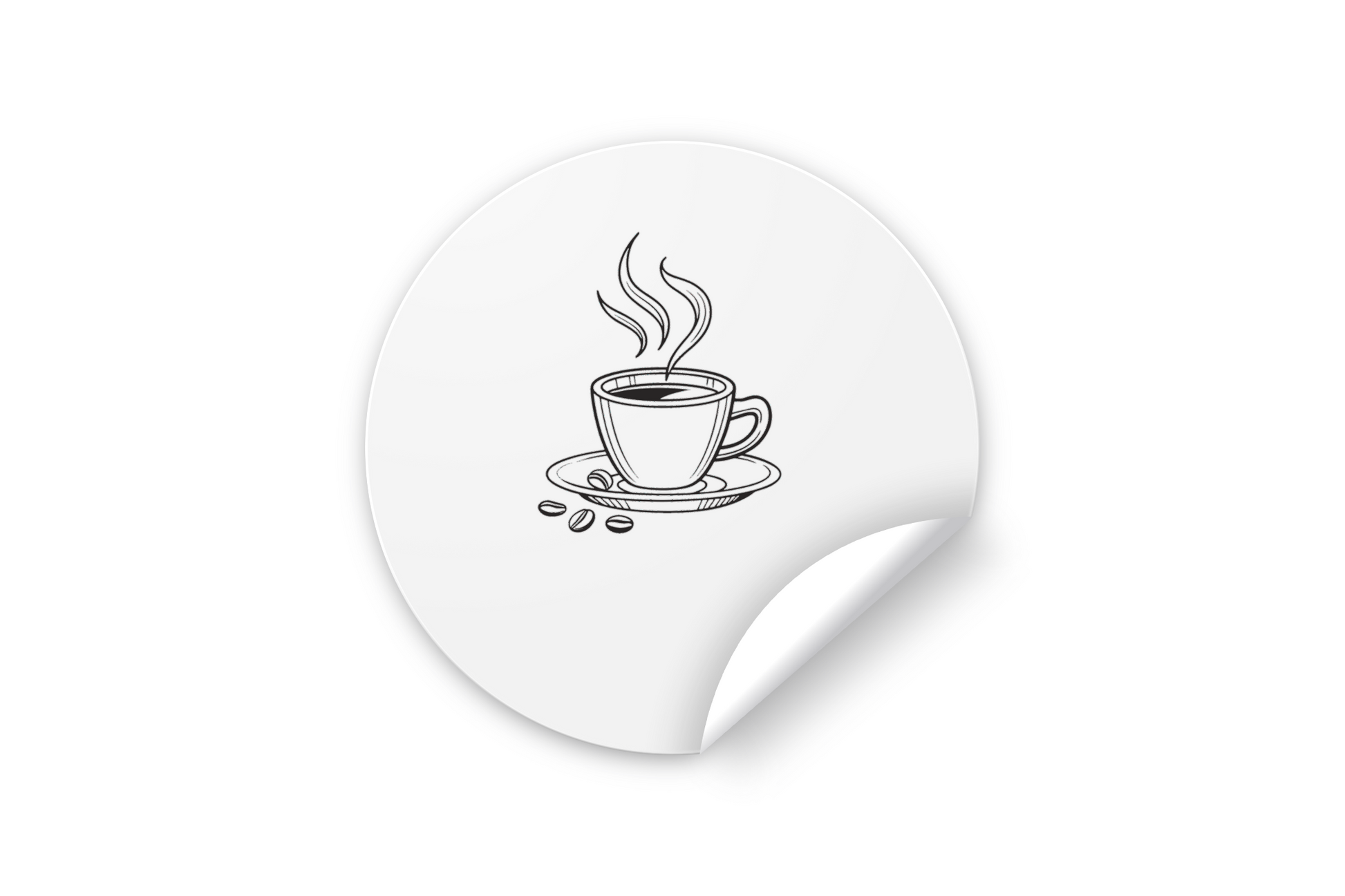 Sticker minimaliste montrant une tasse de café émettant des volutes stylisés