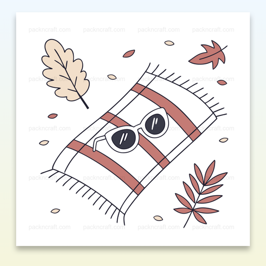 Illustration de feuilles d'automne et écharpe en style minimaliste, usage décoration et DIY