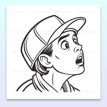 Illustration d'un adolescent surpris, style ligne fine, urbain, usage éducatif et décoratif