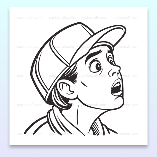 Illustration d'un adolescent surpris, style ligne fine, urbain, usage éducatif et décoratif