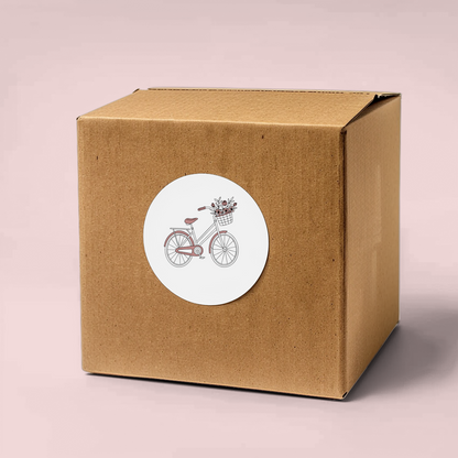 Sticker avec vélo vintage en fleurs sur fond zen