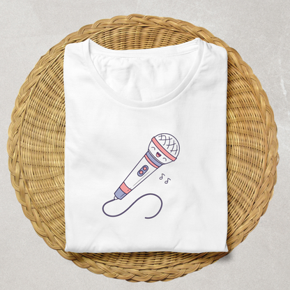 T-shirt avec doodle de microphone chantant joyeux style musique festive