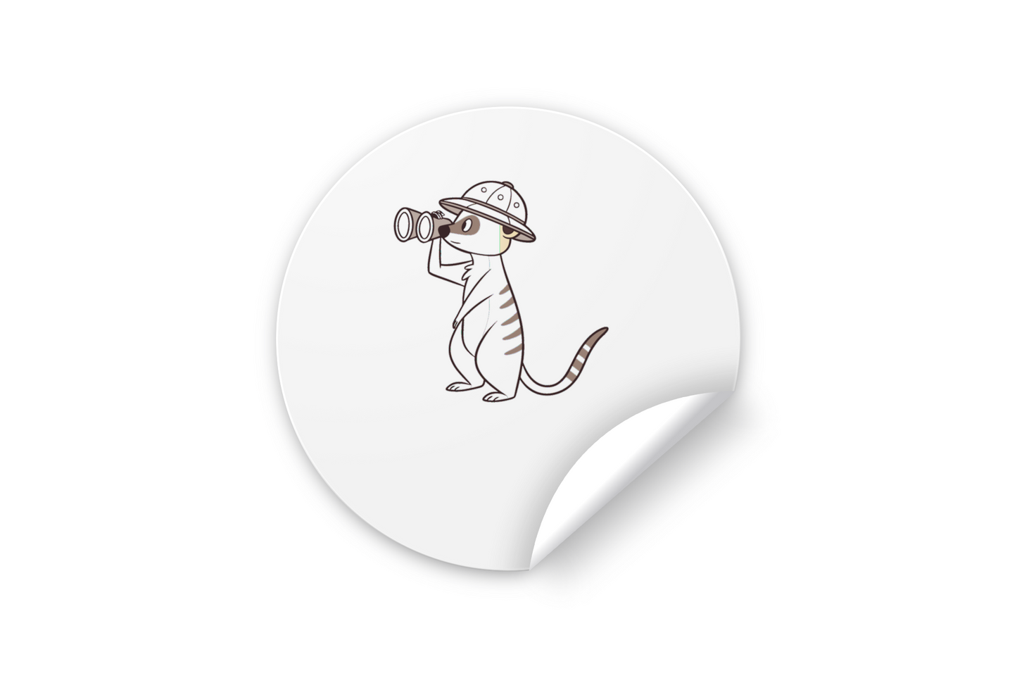 Sticker avec un suricate explorateur dans un style d'aventure safari, design numérique