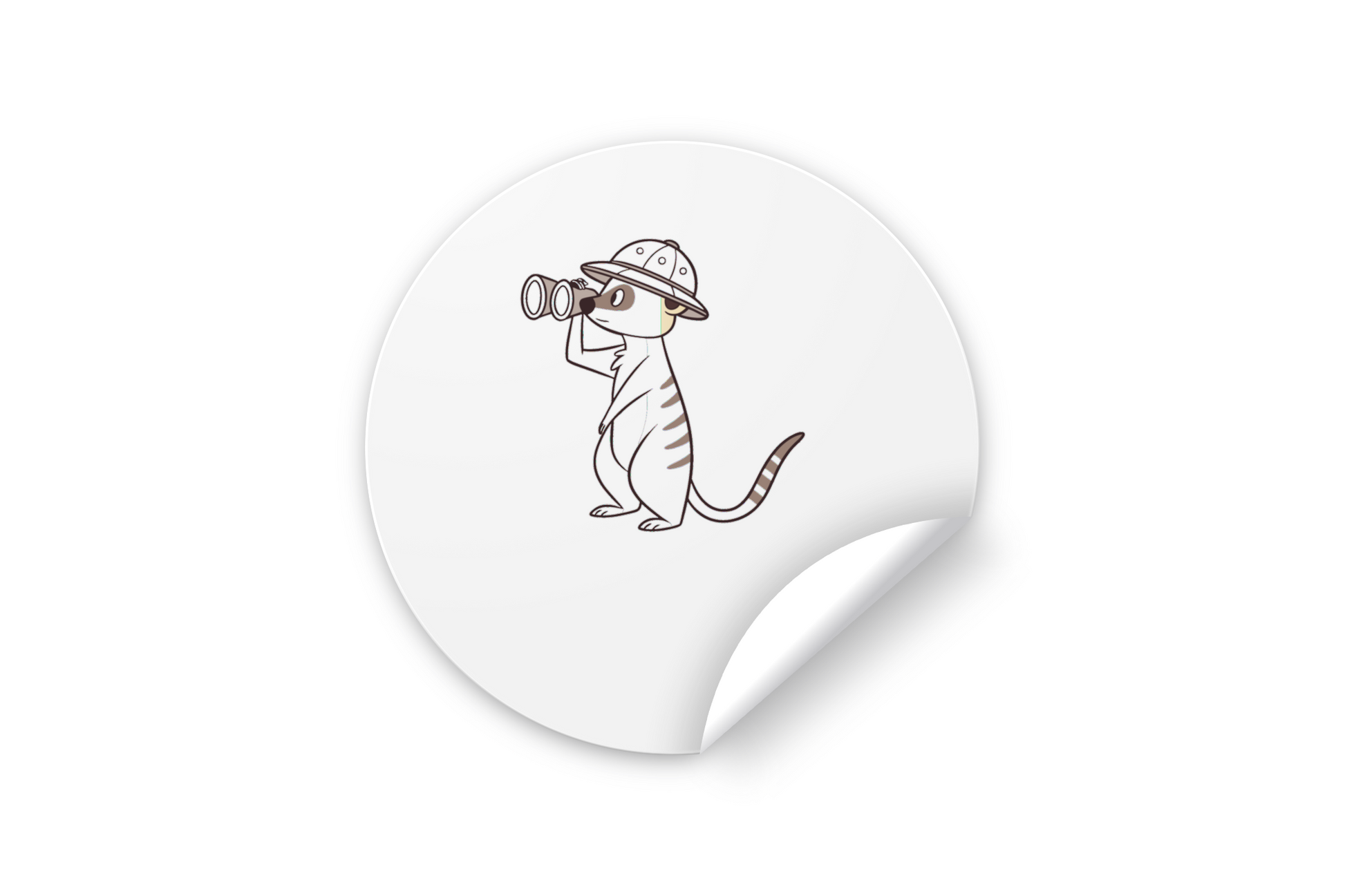 Sticker avec un suricate explorateur dans un style d'aventure safari, design numérique