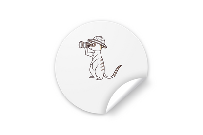 Sticker avec un suricate explorateur dans un style d'aventure safari, design numérique