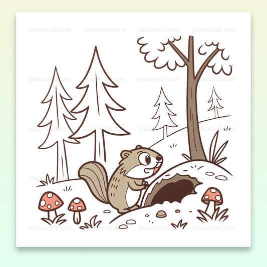 Illustration d'un écureuil curieux explorant la forêt, idéale pour DIY