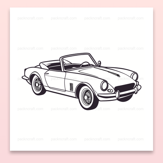 Illustration voiture vintage en ligne claire, usage DIY et déco