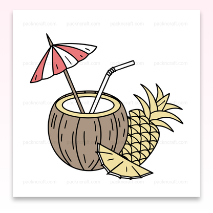 Cocktail tropical à l'ananas avec parasol, fichier SVG numérique pour projets créatifs