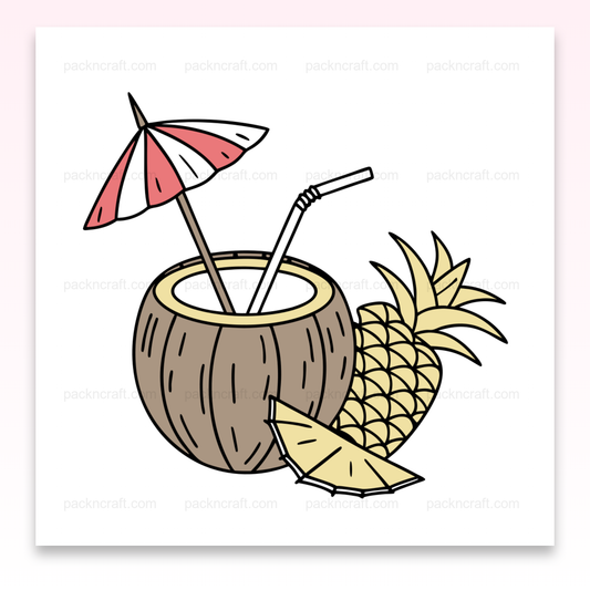 Cocktail tropical à l'ananas avec parasol, fichier SVG numérique pour projets créatifs