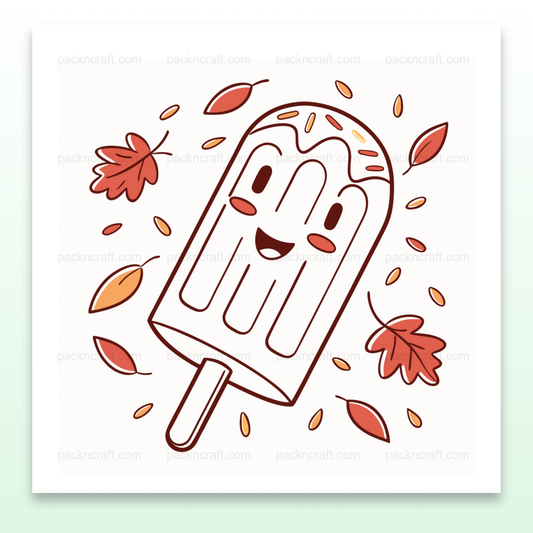 Illustration vectorielle d'un esquimau souriant avec des feuilles d'automne pour projets DIY et déco.