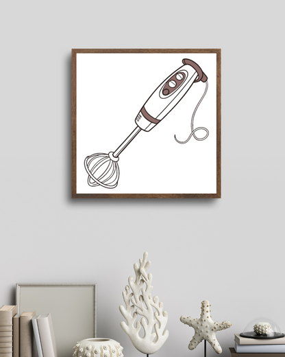 Cadre avec illustration amusante de mixeur plongeant en style doodle pour la cuisine
