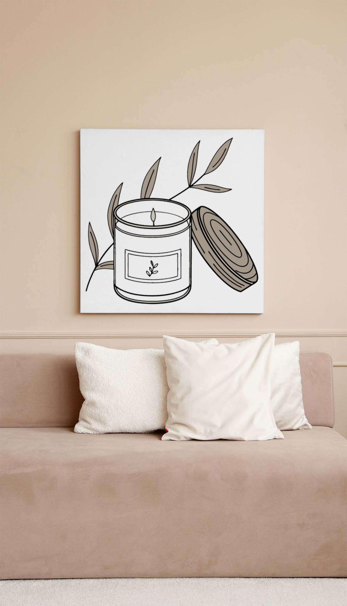 Cadre décoratif minimaliste arborant une icône nature apaisante