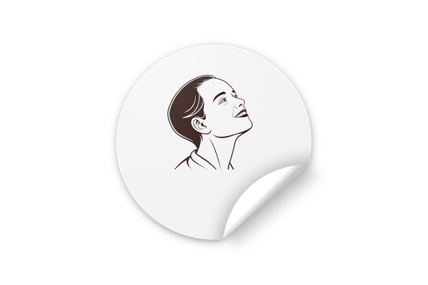 Sticker créatif orné d'un portrait souriant, design vectoriel élégant et moderne