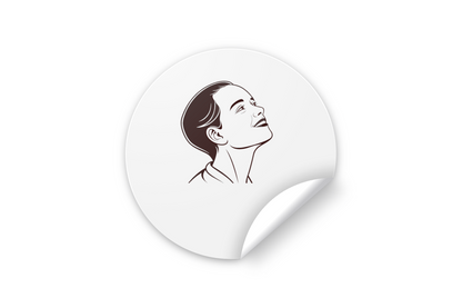 Sticker créatif orné d'un portrait souriant, design vectoriel élégant et moderne