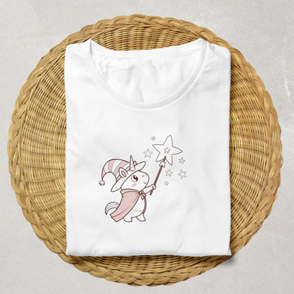 T-shirt fantaisie avec licorne féérique et étoile magique, style kawaii