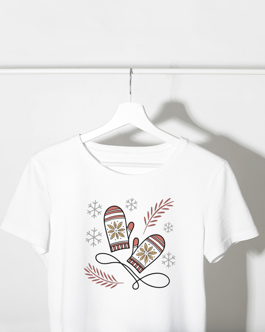 T-shirt cocooning avec motif ludique de moufles hivernales