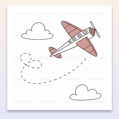 Illustration d'un avion rétro en vol, style pastel, pour DIY et déco.