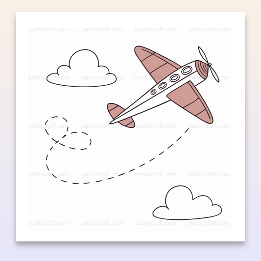 Illustration d'un avion rétro en vol, style pastel, pour DIY et déco.