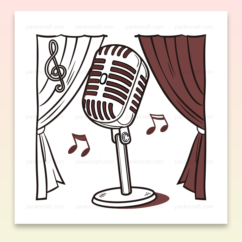 Illustration de micro rétro en scène pour projets musicaux et créatifs