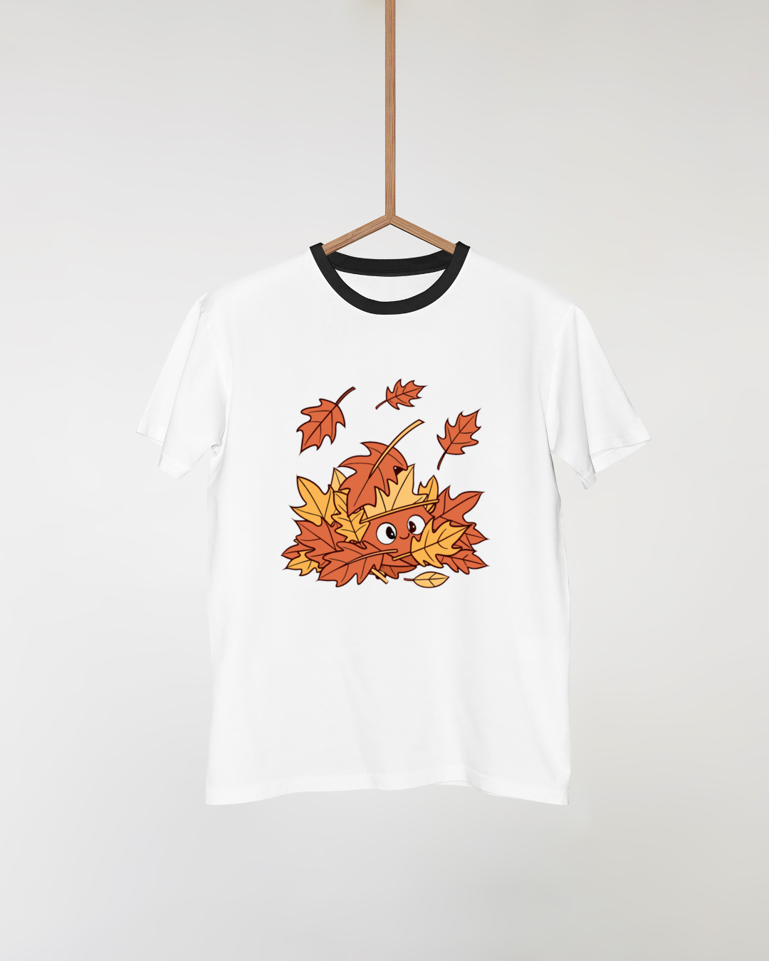 T-shirt automnal avec écureuil minimaliste caché dans un design ludique