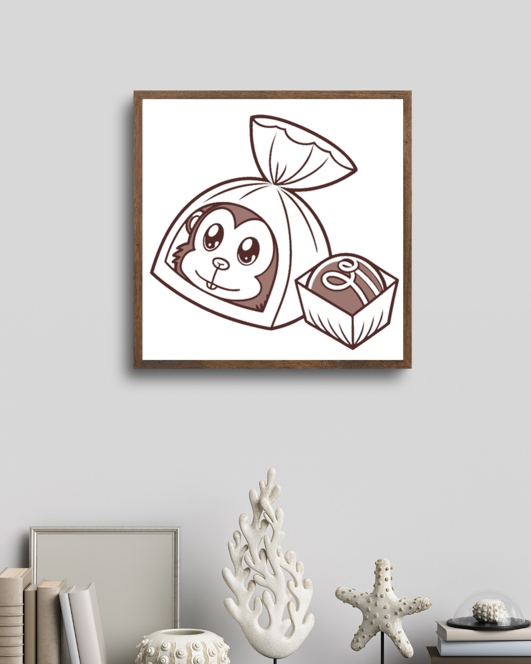 Cadre avec motif de singe amusant style éducatif et vibrant pour décoration intérieure