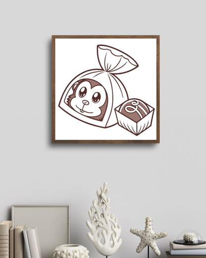 Cadre avec motif de singe amusant style éducatif et vibrant pour décoration intérieure
