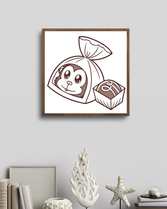 Cadre avec motif de singe amusant style éducatif et vibrant pour décoration intérieure