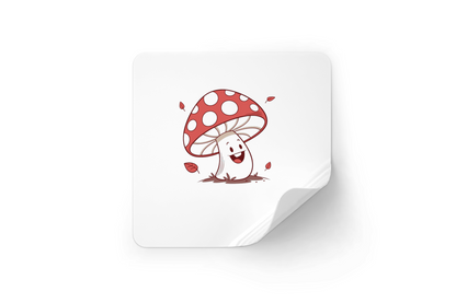 Sticker montrant un champignon souriant, parfait pour une ambiance automne ludique