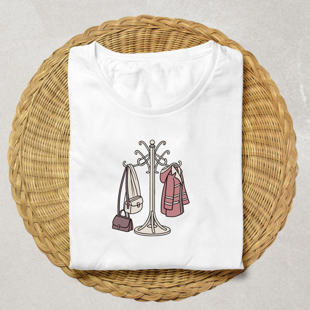 T-shirt minimaliste avec icône numérique sur fond cosy et moderne