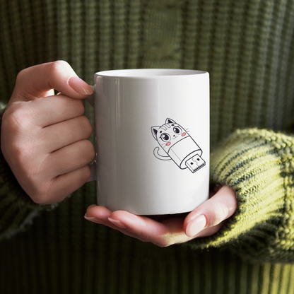 Mug avec icône USB chat style cartoon, accessoire numérique amusant