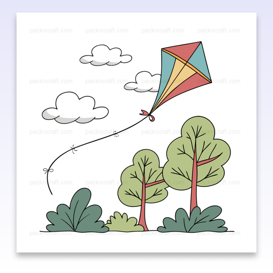 Illustration colorée de cerf-volant dans le ciel pour usages créatifs variés