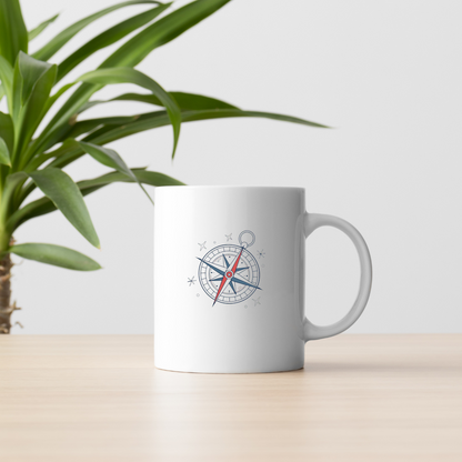 Mug avec motif élégant de boussole alignée sur le thème aventure et voyage
