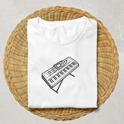 T-shirt avec motif minimaliste de synthétiseur rythmique pour amateurs de musique