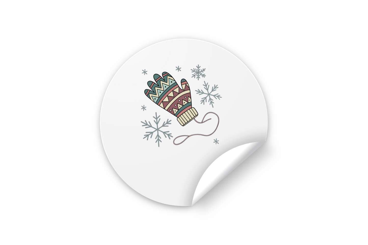 Sticker festif orné d'un motif de gant avec flocons de neige pour ambiance hivernale