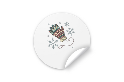 Sticker festif orné d'un motif de gant avec flocons de neige pour ambiance hivernale