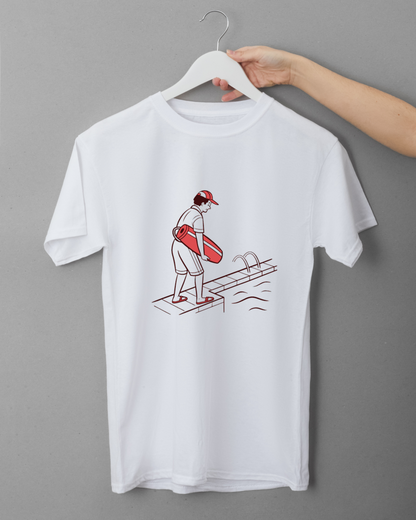 Sauveteur vigilant au bord de la piscine | SVG Raffiné | Thème Nautique