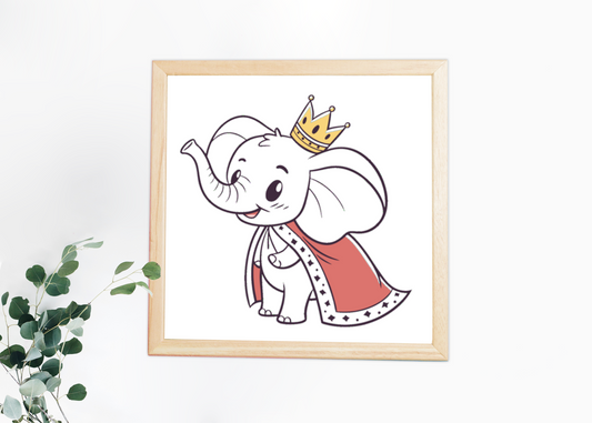 Cadre avec éléphant coloré style kawaii pour chambre d'enfant