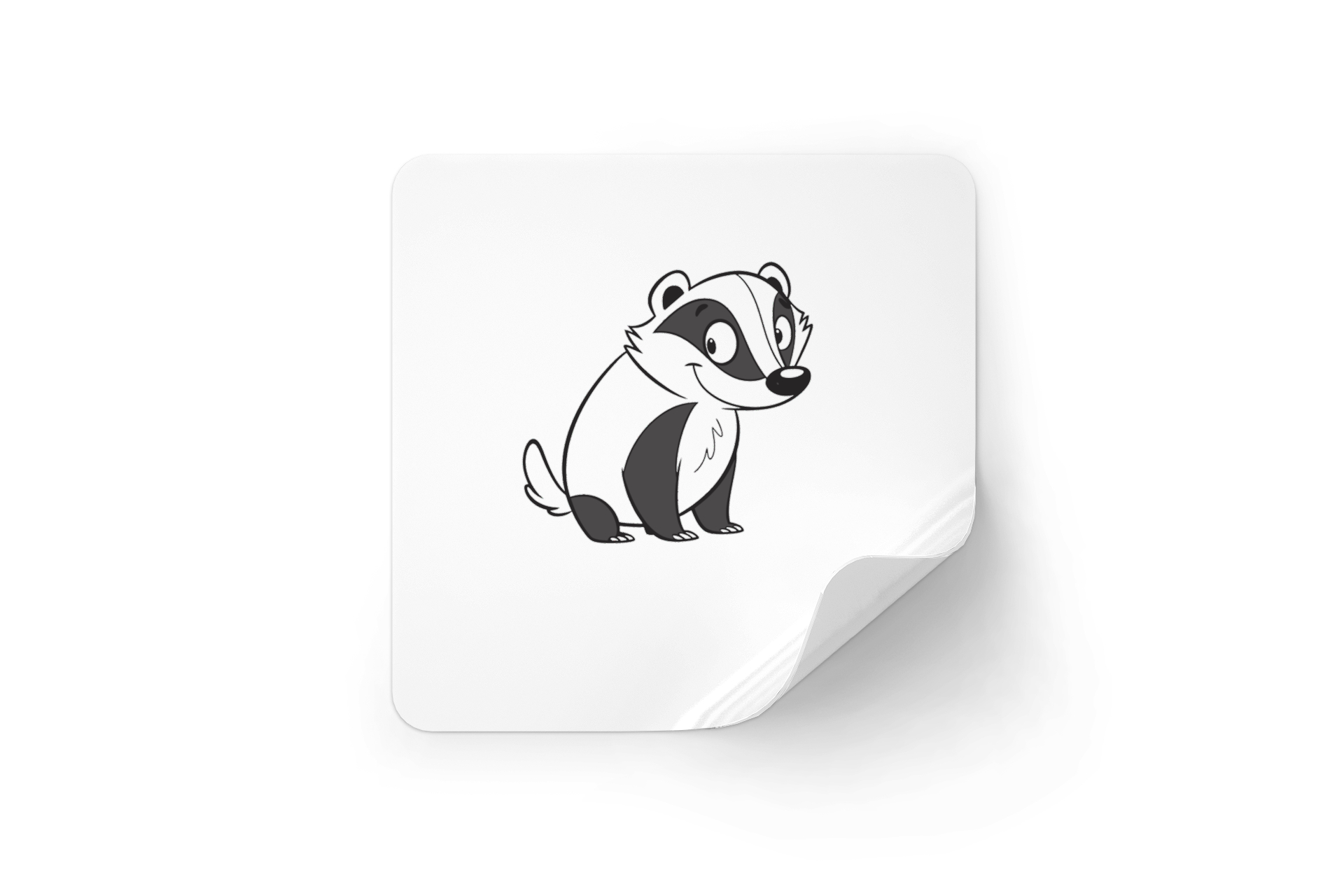 Sticker décoratif en style cartoon avec un blaireau souriant de la forêt